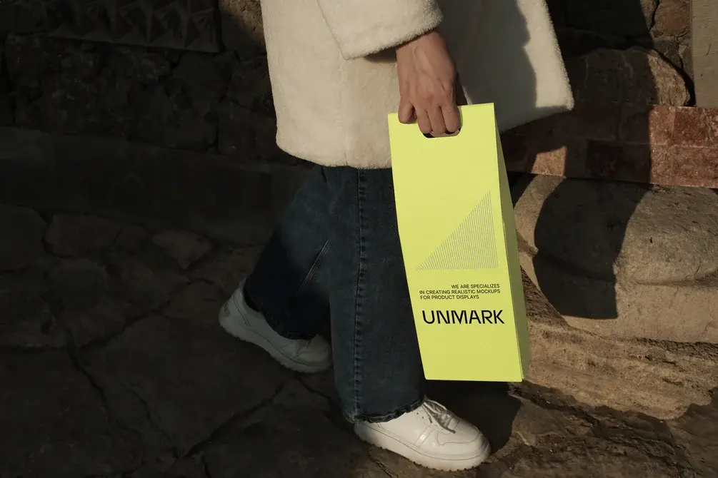 Mockup sac gratuit sac bouteille papier
