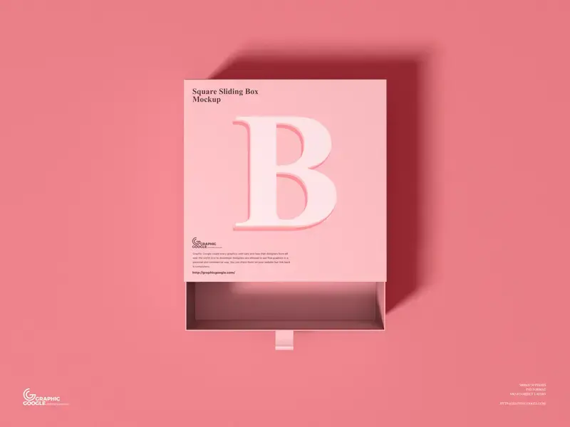 Mockup boite gratuit square sliding box