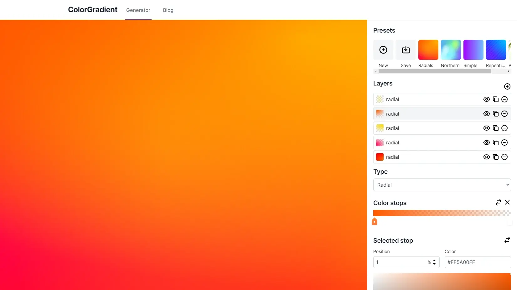Générateur dégradé couleur en ligne color gradient
