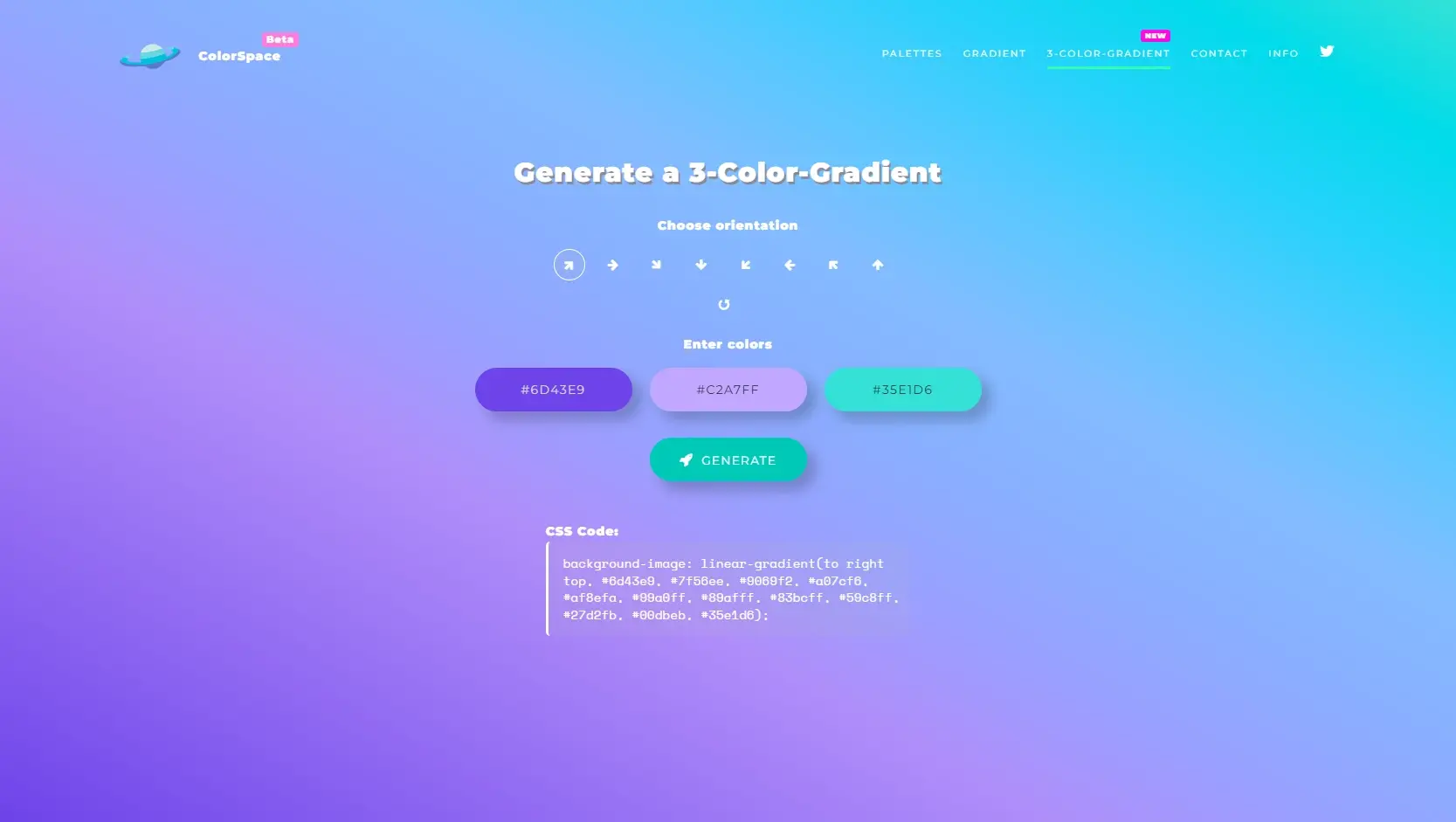 Générateur dégradé couleur en ligne color space