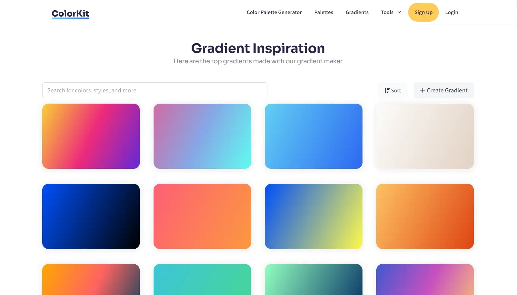 Générateur dégradé couleur en ligne colorkit
