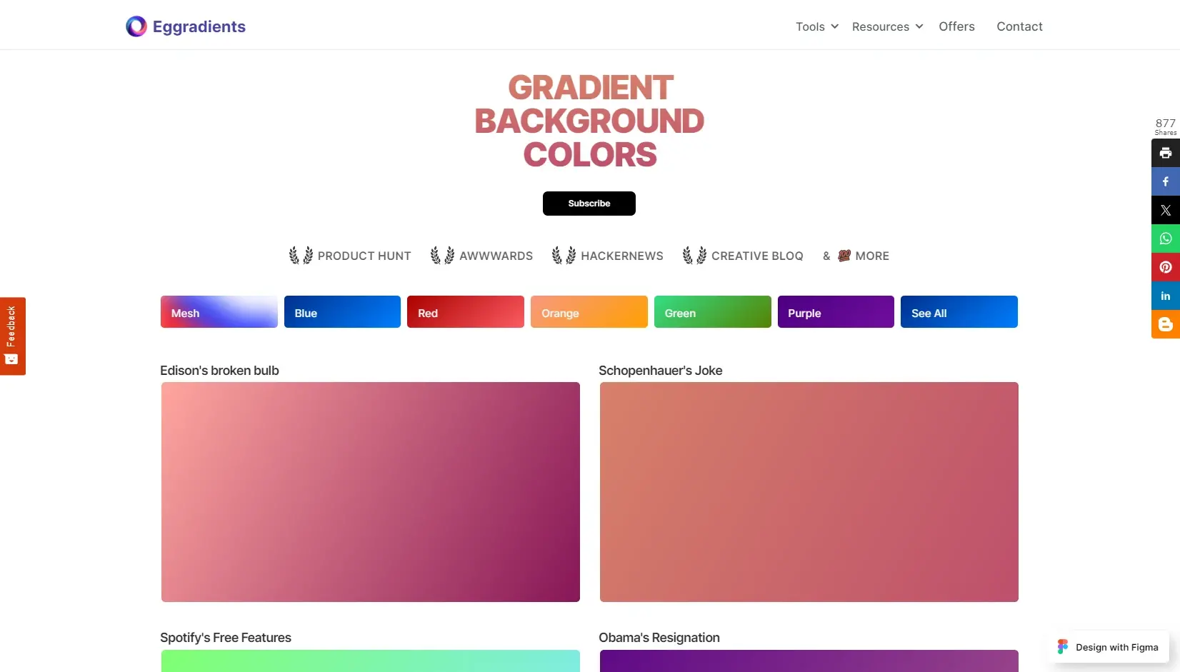 Générateur dégradé couleur en ligne eggradients