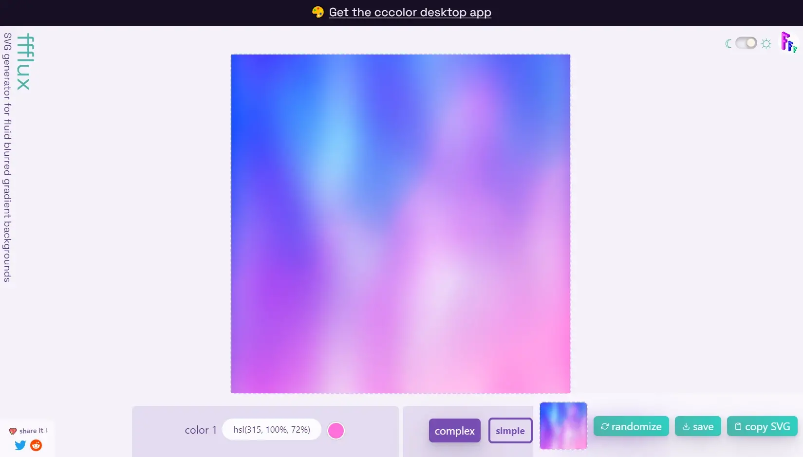 Générateur dégradé couleur en ligne ffflux