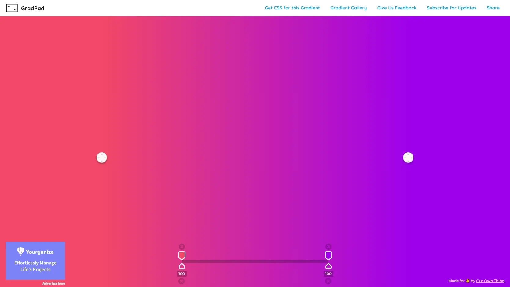Générateur dégradé couleur en ligne grad pad