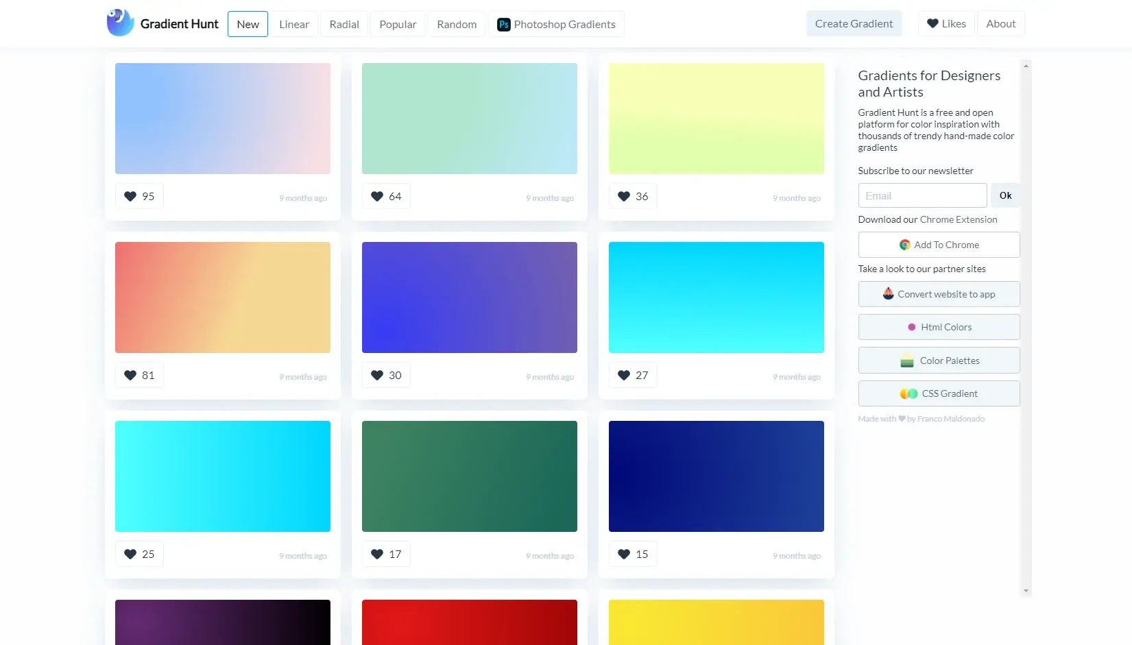 Blogduwebdesign outils design generateurs degrades couleurs en ligne gradient hunt