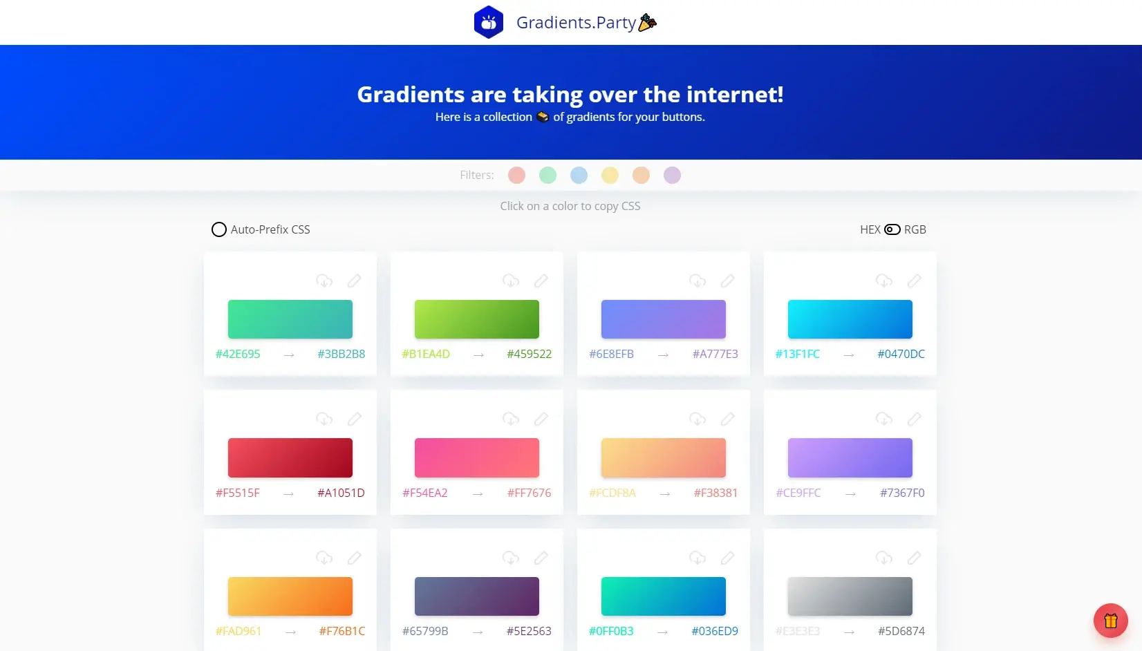 Générateur dégradé couleur en ligne gradient party