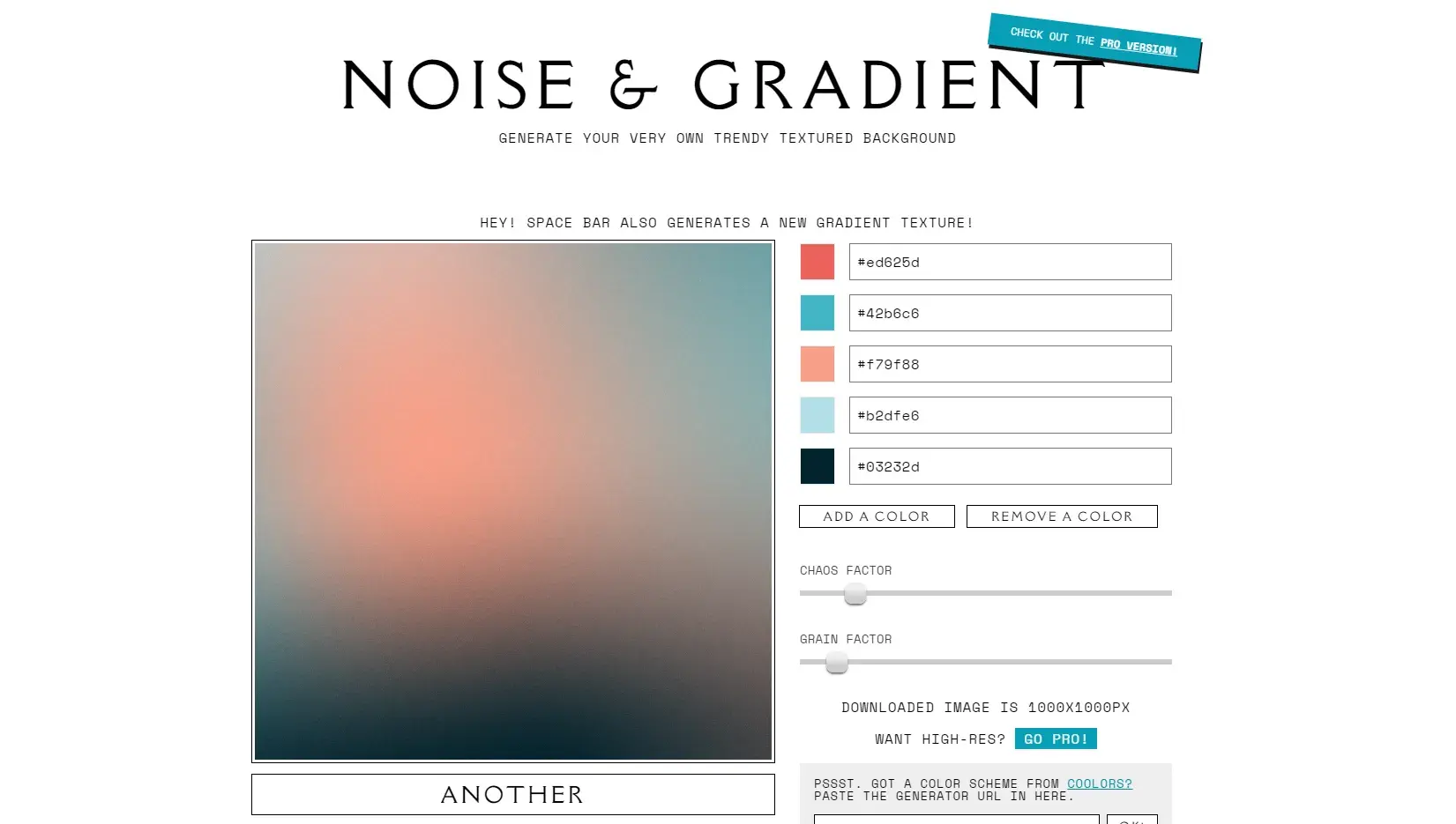 Générateur dégradé couleur en ligne noise gradient