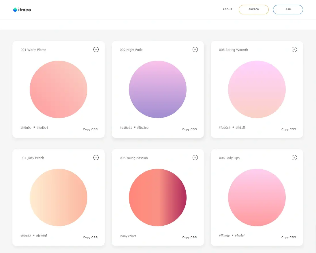 Générateur dégradé couleur en ligne web gradient