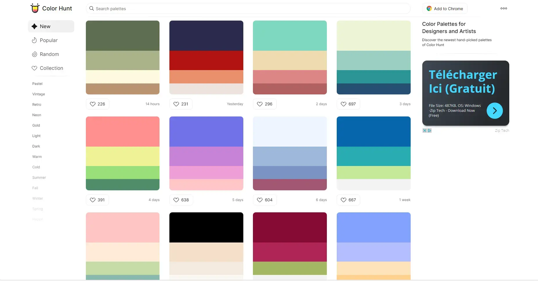 Blogduwebdesign outils design generateurs palettes couleurs en ligne color hunt