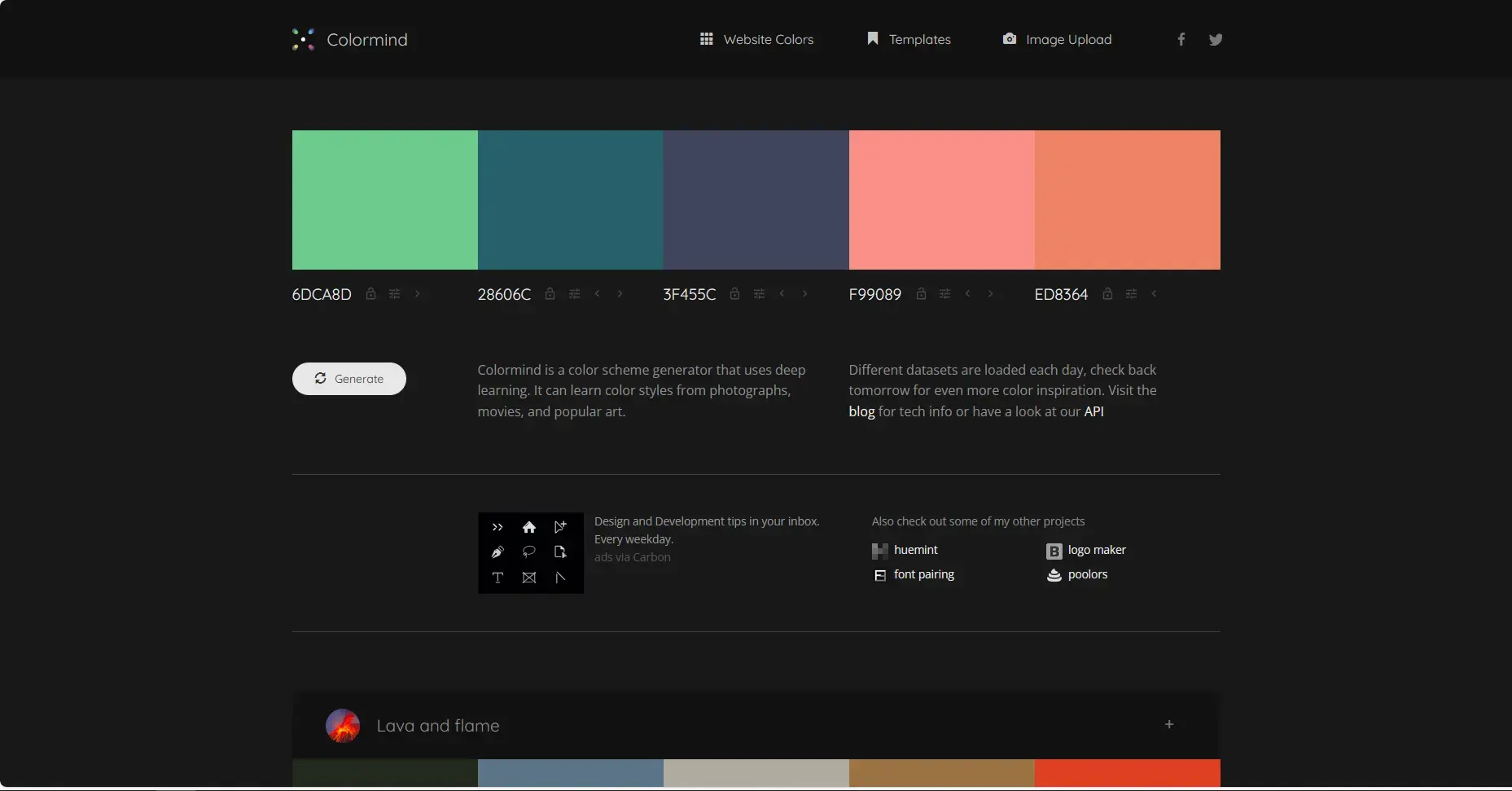 Blogduwebdesign outils design generateurs palettes couleurs en ligne colormind