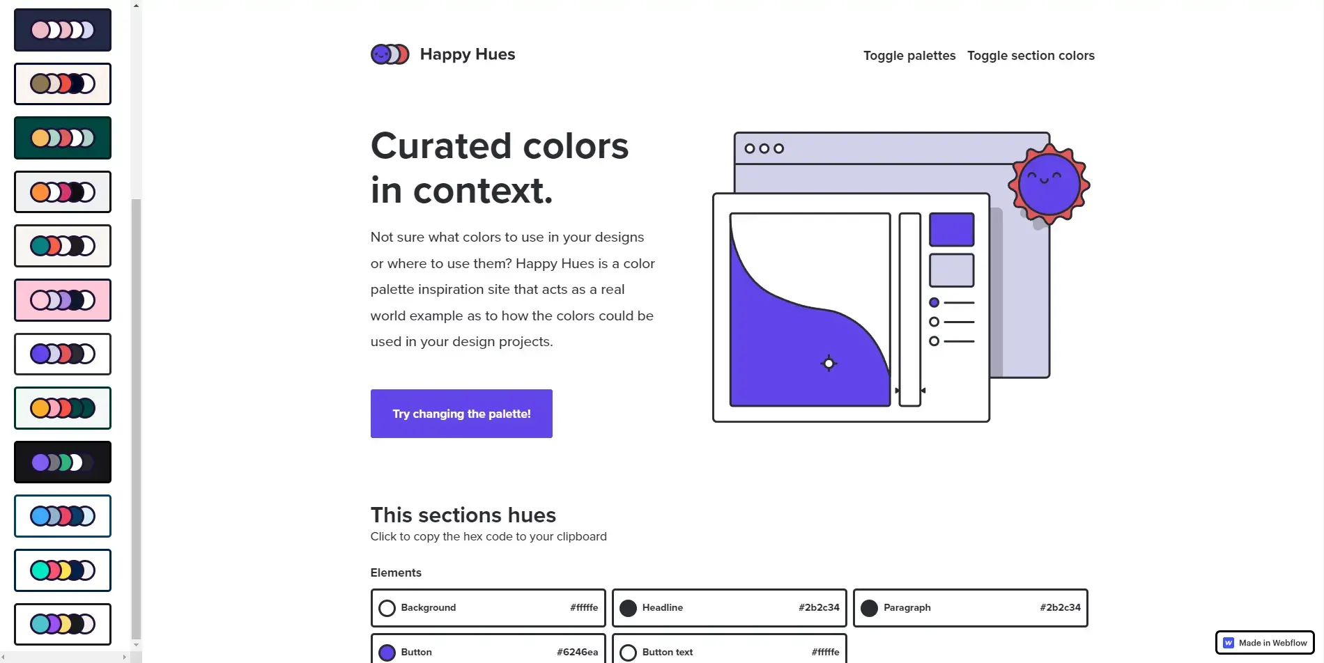 Blogduwebdesign outils design generateurs palettes couleurs en ligne happy hues