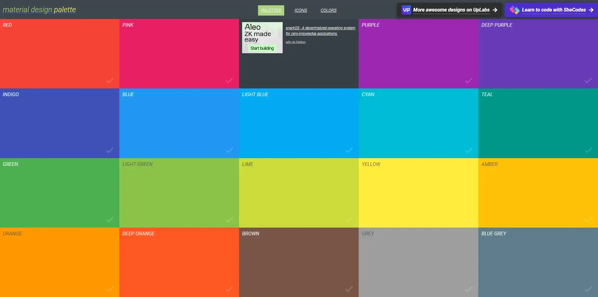 Blogduwebdesign outils design generateurs palettes couleurs en ligne material design palette