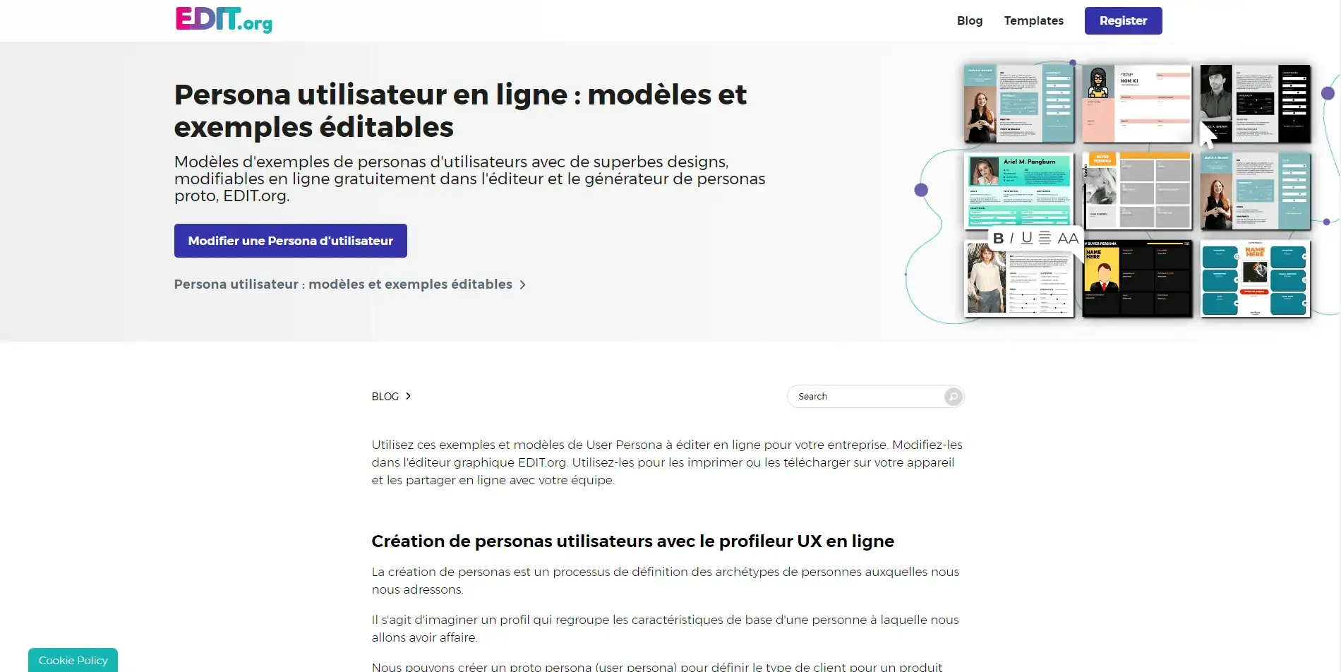 Outil créer un persona edit org