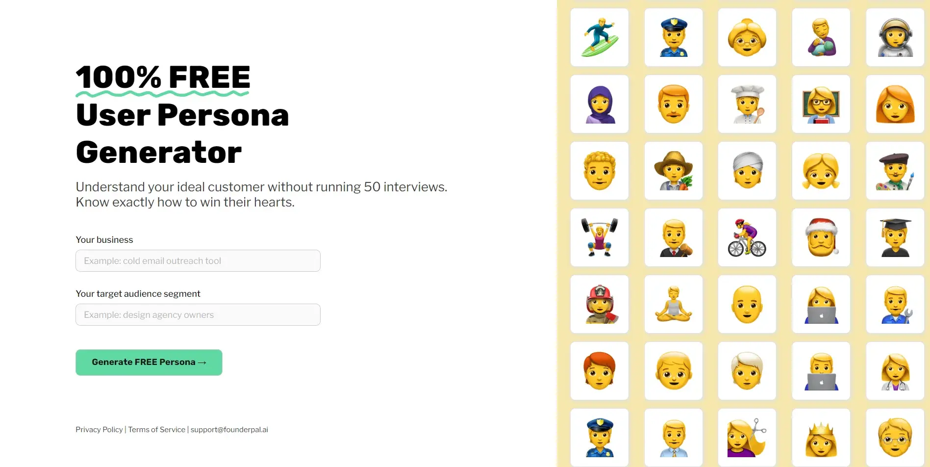 Outil créer un persona founderpal ai