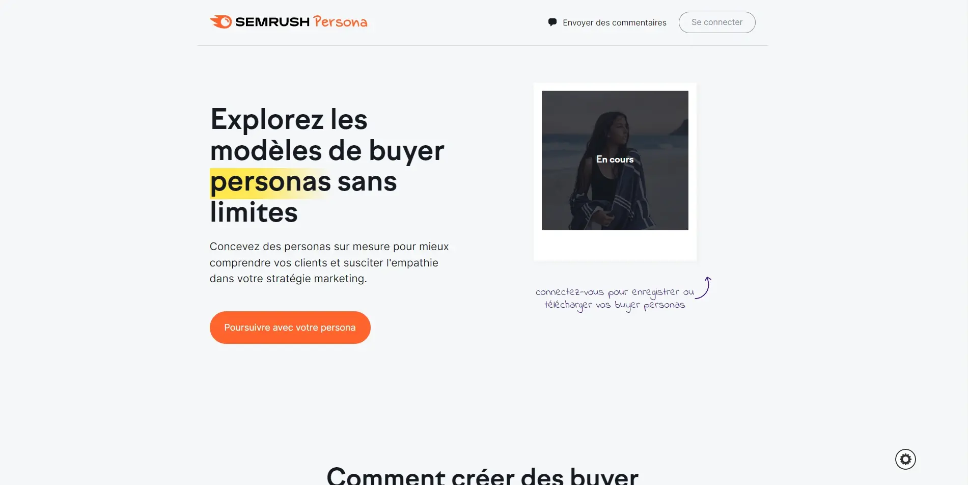 Outil créer un persona semrush