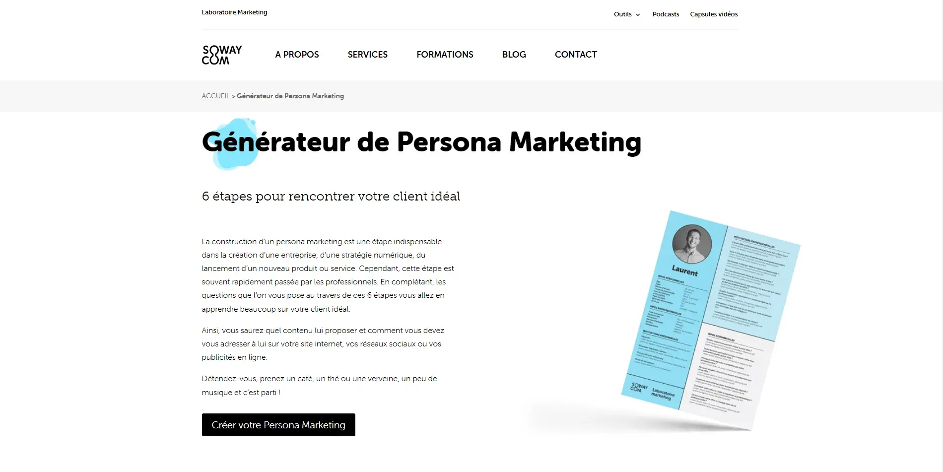 Outil créer un persona soway com