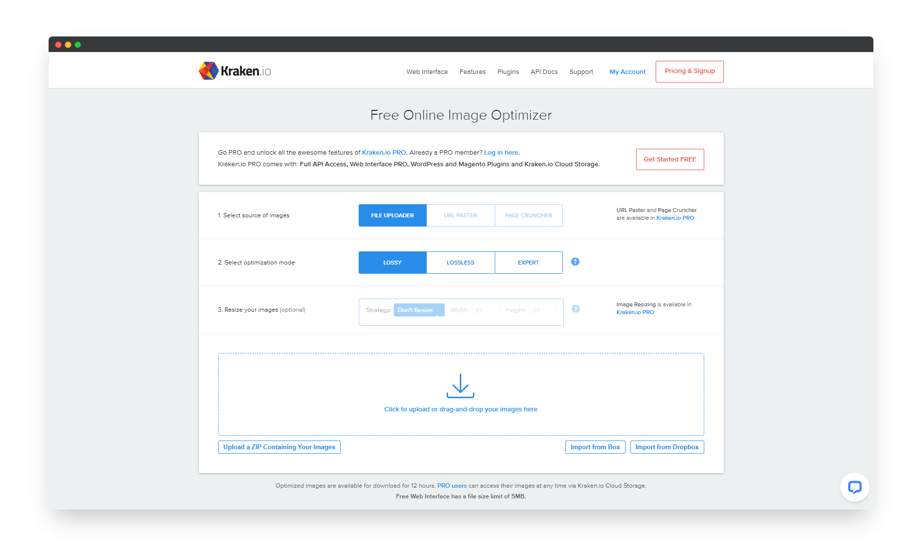 Outil compresser image kraken io