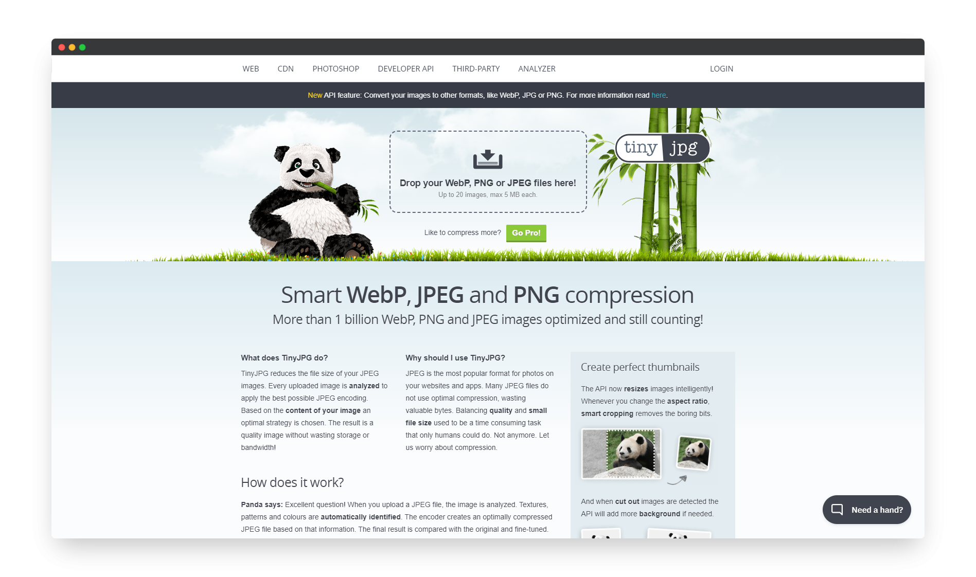 Outil compresser image tiny jpg