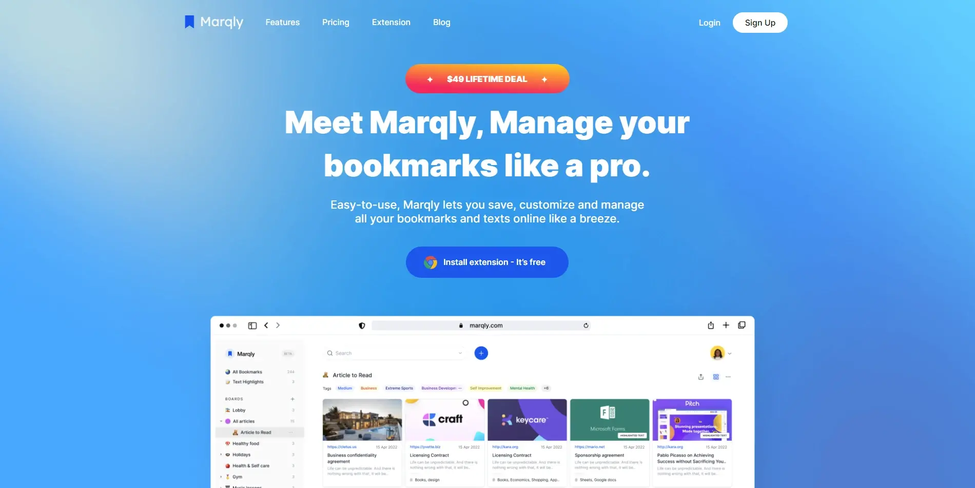 Gestionnaire favoris markly