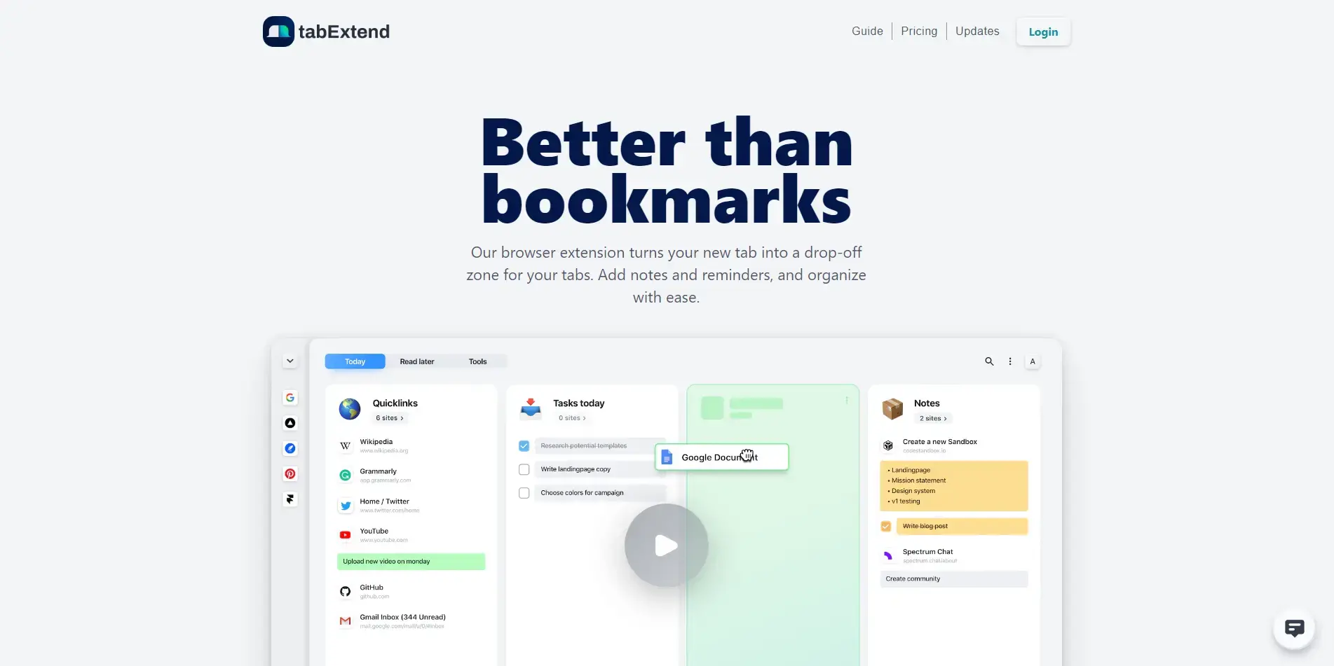 Gestionnaire favoris tabextended