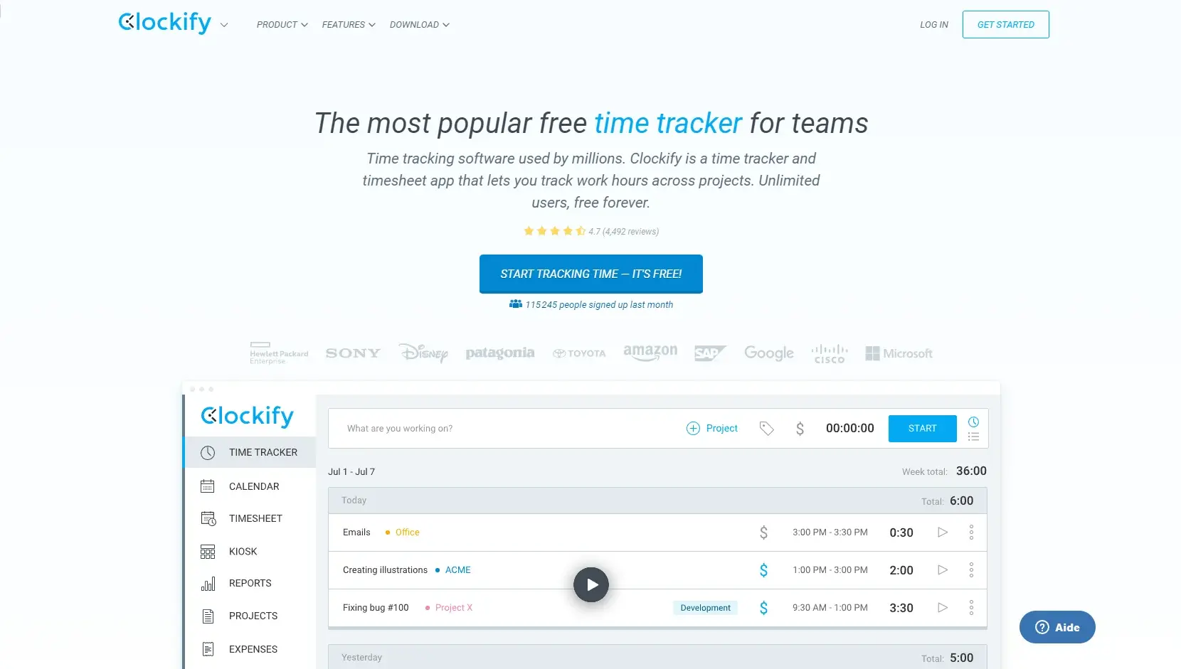 Logiciel time tracking clockify