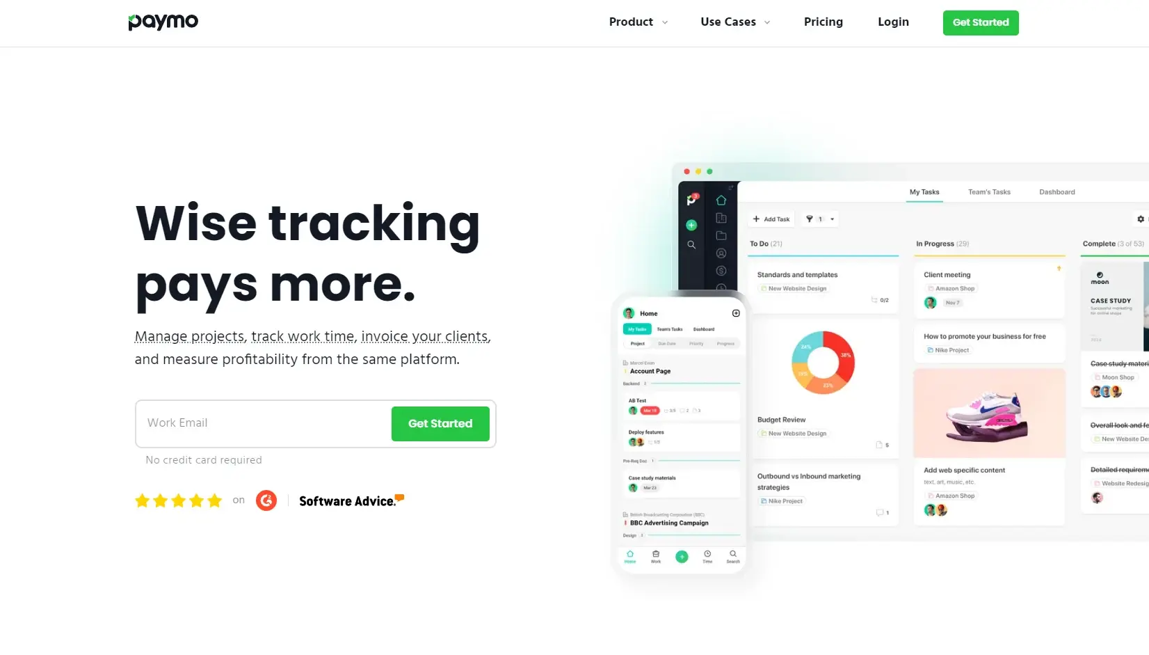 Logiciel time tracking paymo