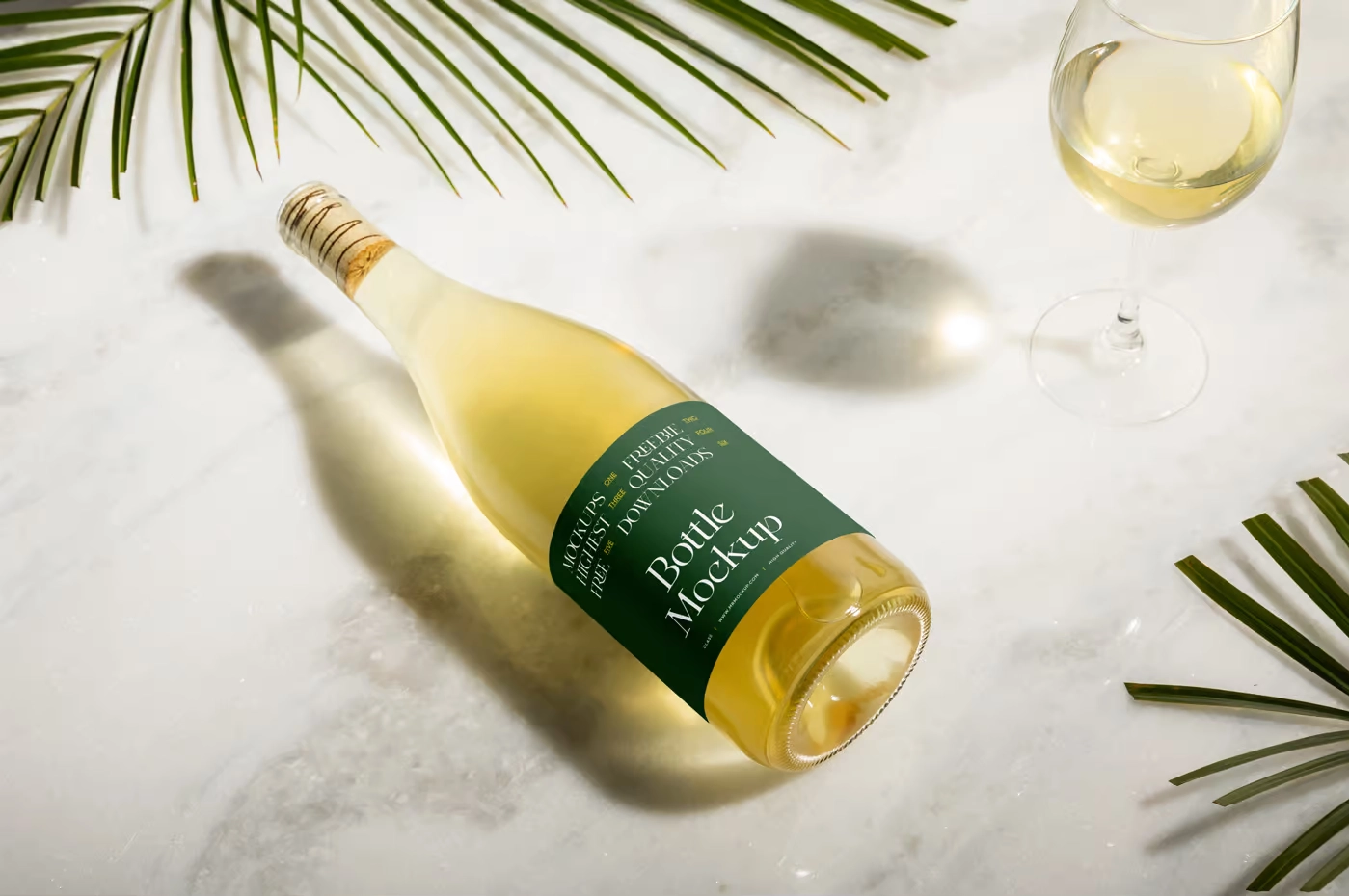 Mockup bouteille de vin champagne mise en scene crop