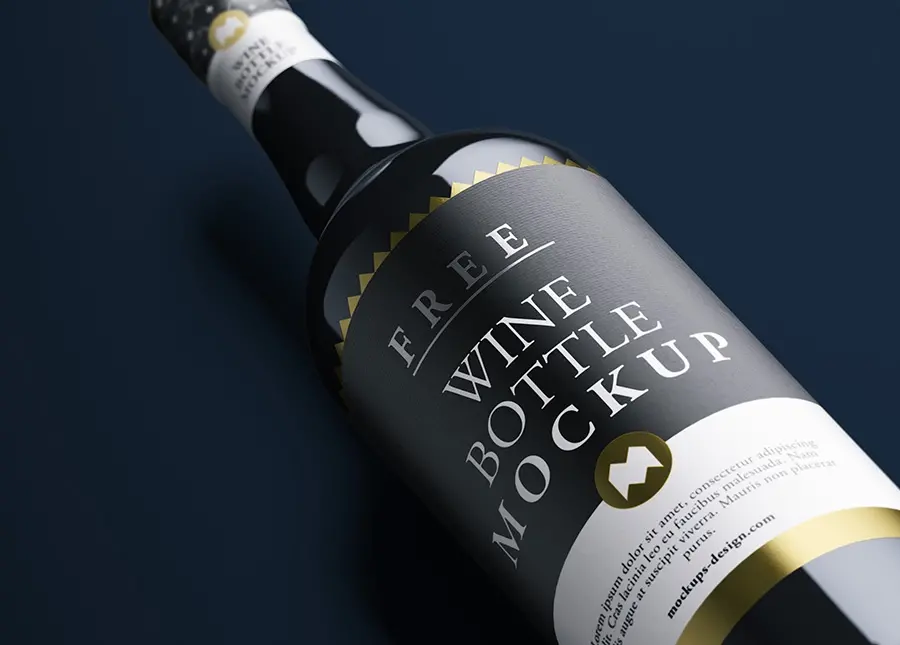Mockup bouteille de vin rouge fond sombre
