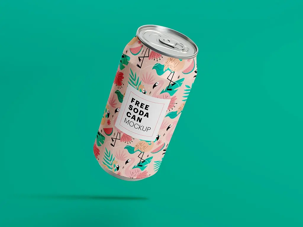 Mockup canette soda levitation