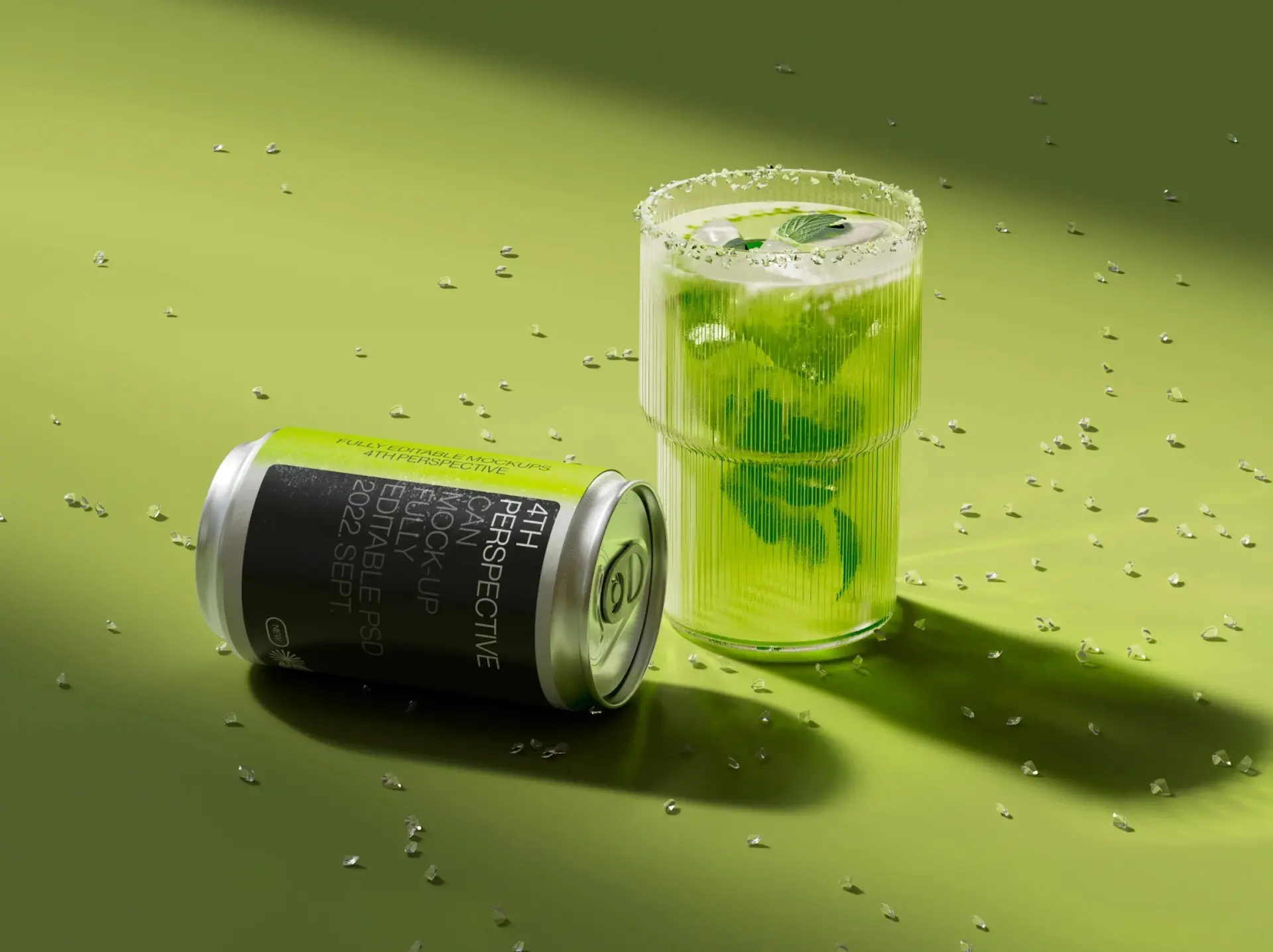 Mockup canette verre cocktail
