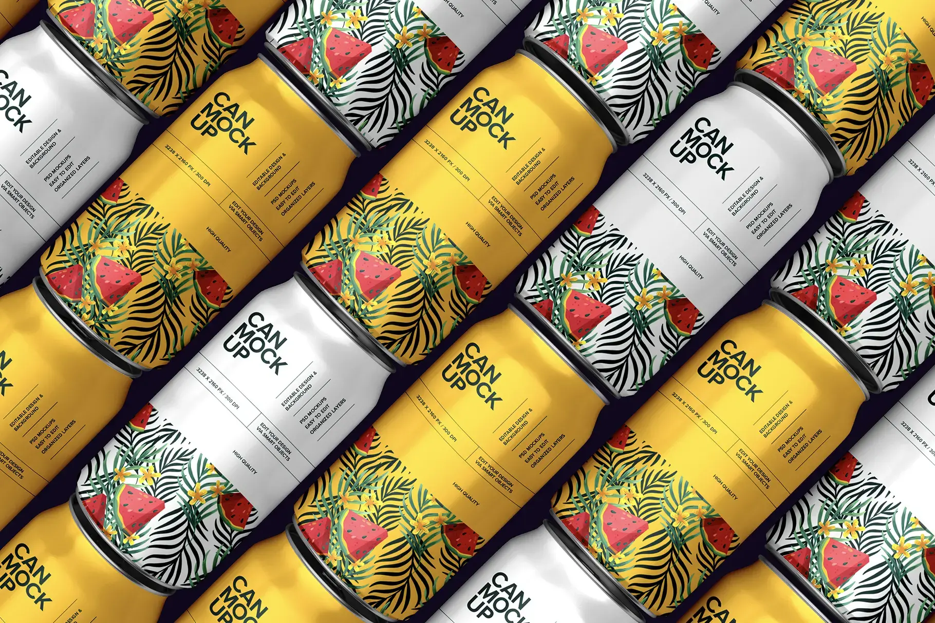 Mockup canette soda isometriques
