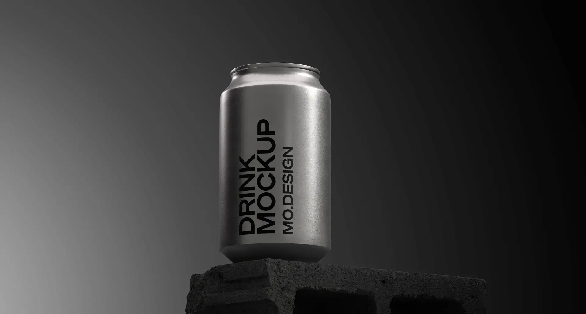 Mockup canette sur fond sombre