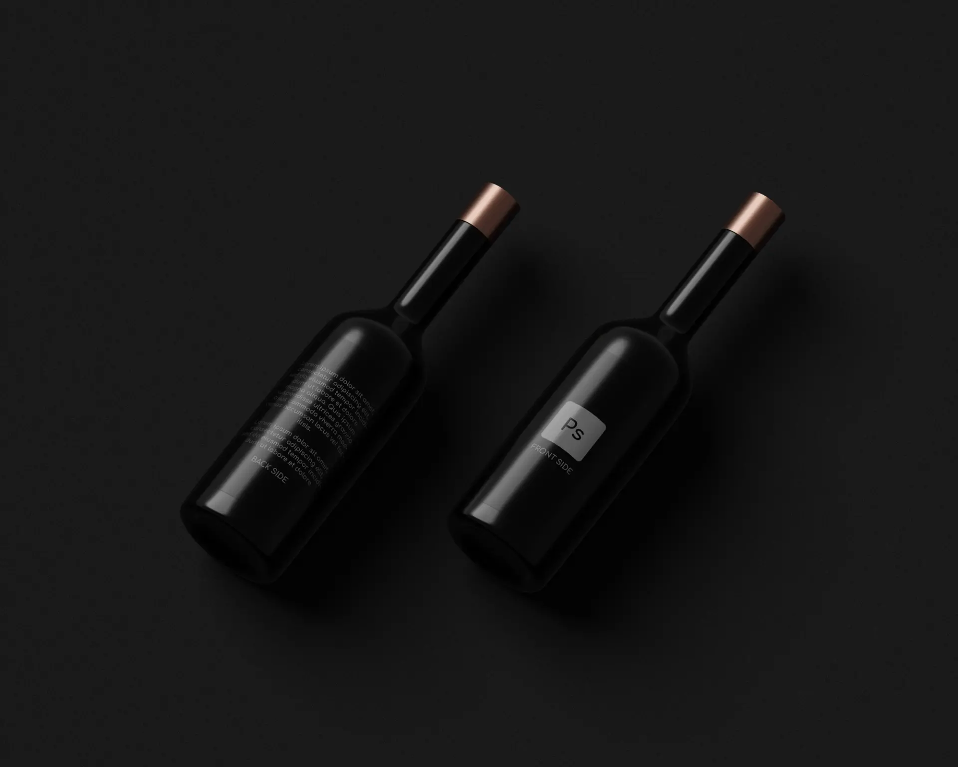 Mockup bouteille de vin duo bouteille vin rouge fond sombre