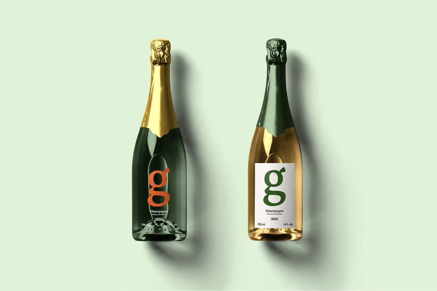Mockup bouteille de vin duo bouteilles champagne