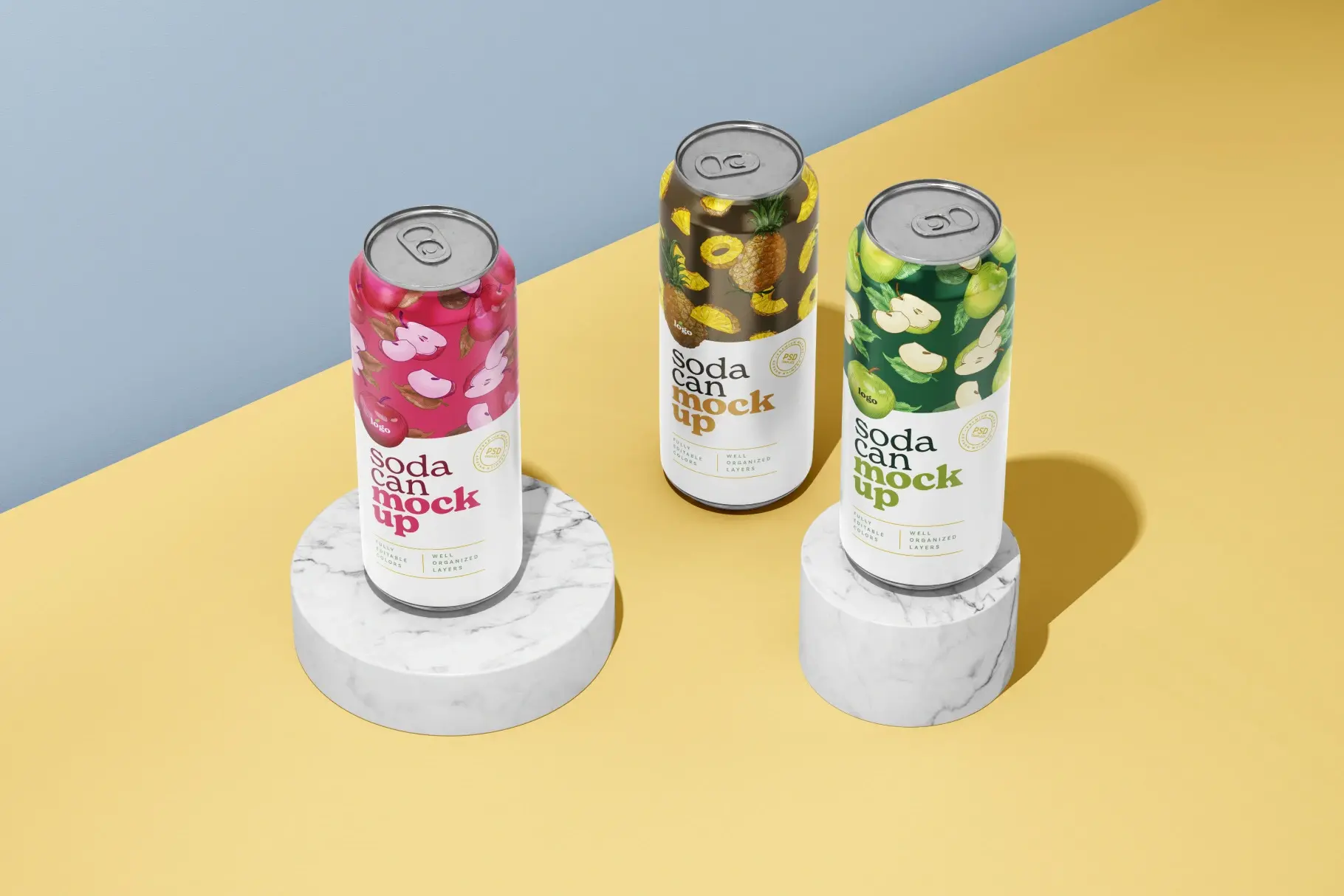 Mockup canette mise en scene 3d canettes