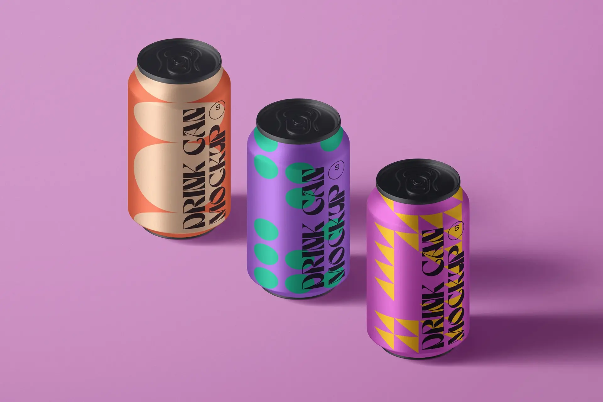 Mockup canette triple canettes vue isometrique