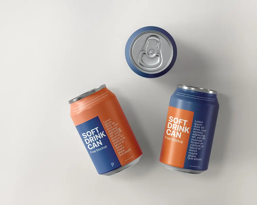 Mockup canette trois canettes vue haut