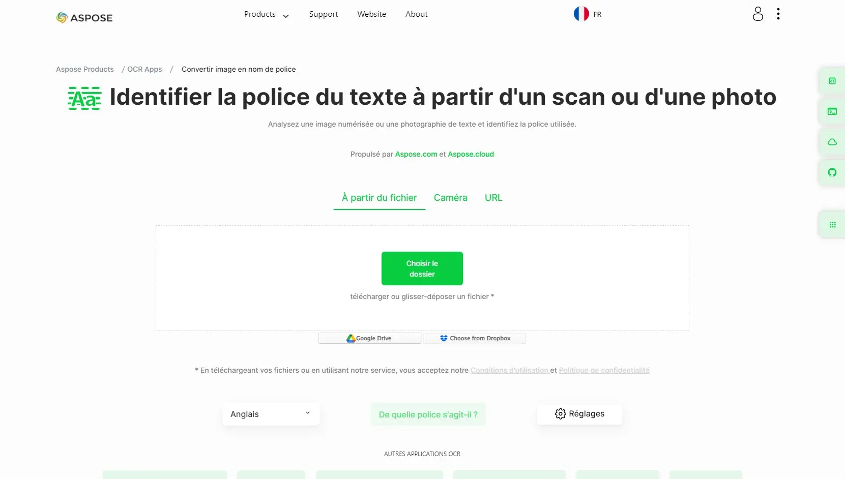 Trouver la police d'une image aspose font detector