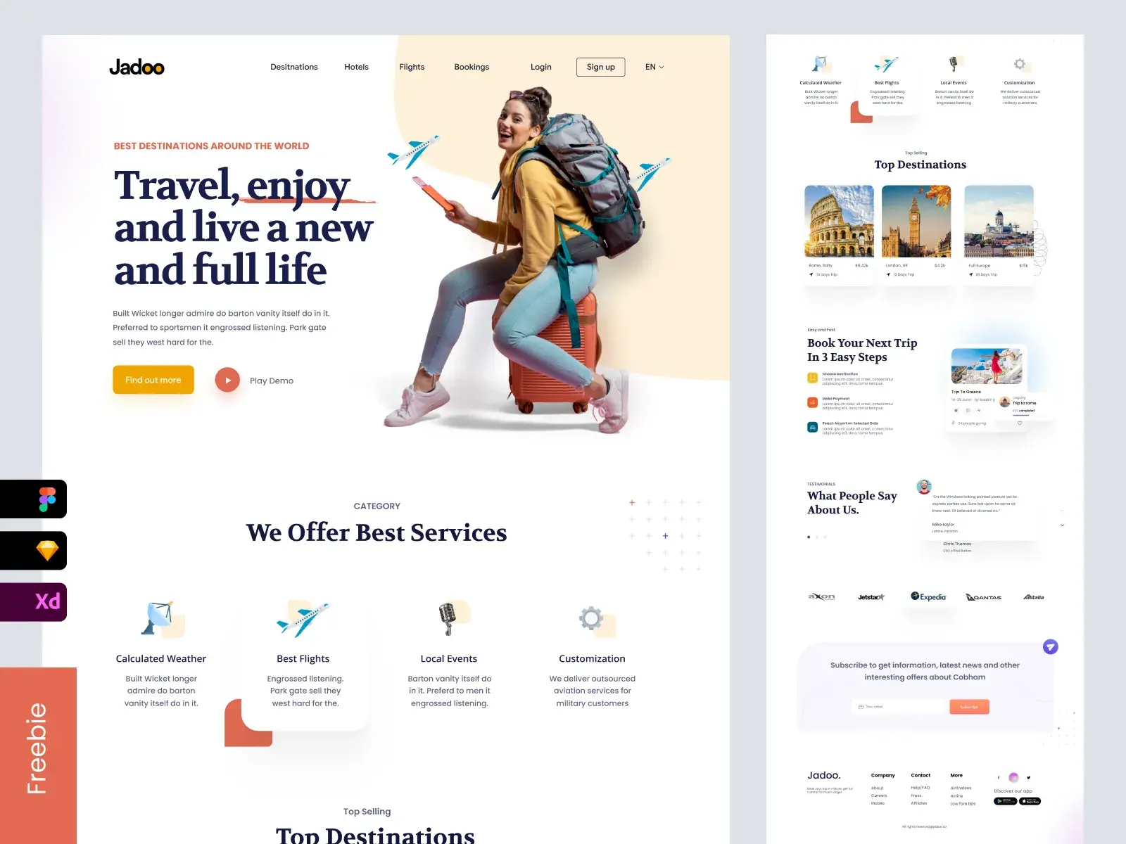 Template adobe xd - landing page agence voyage