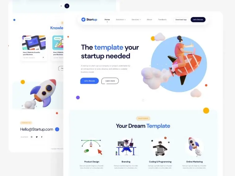 Template adobe xd - landing page startup