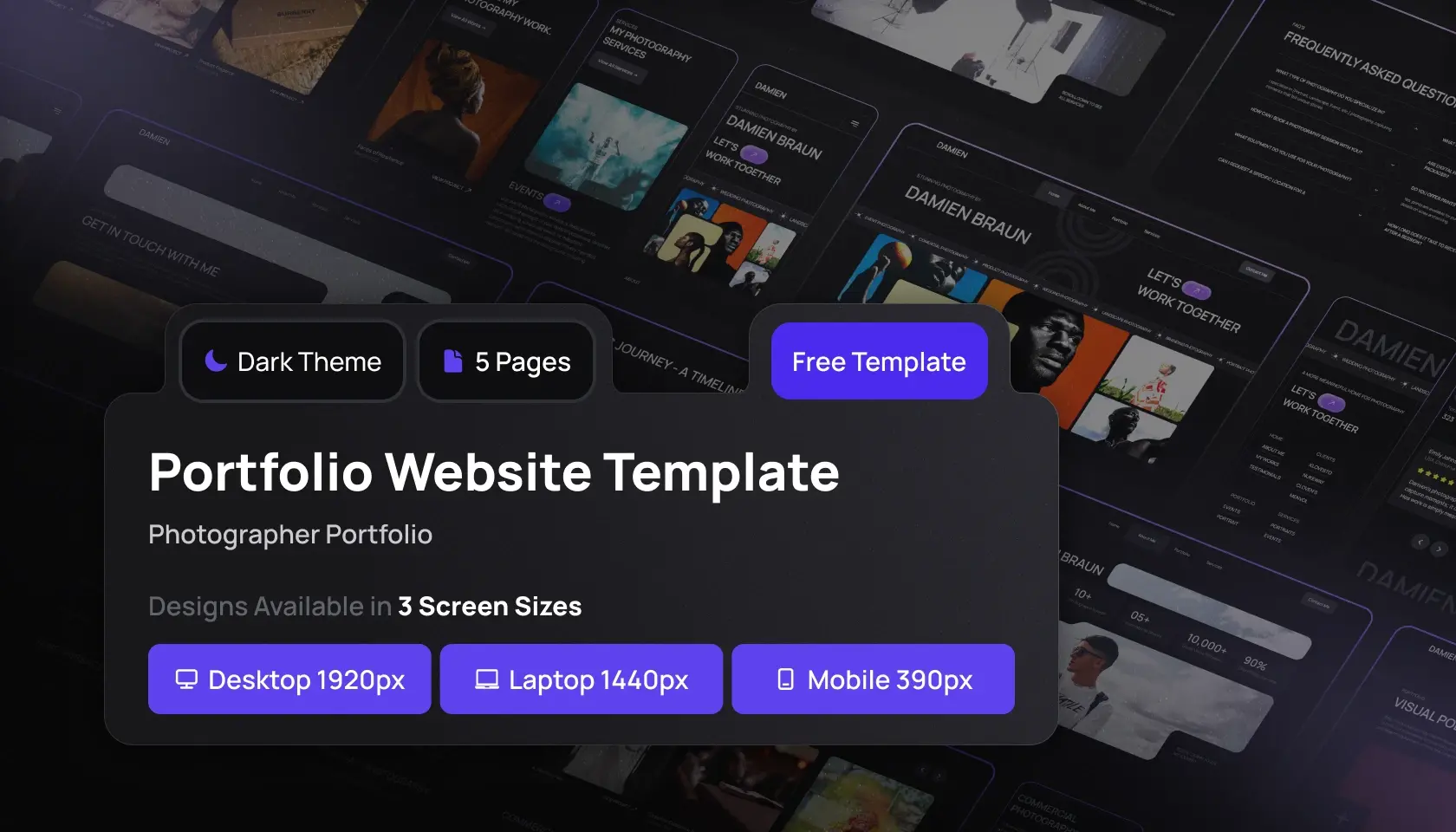 Template Figma website portfolio photographe