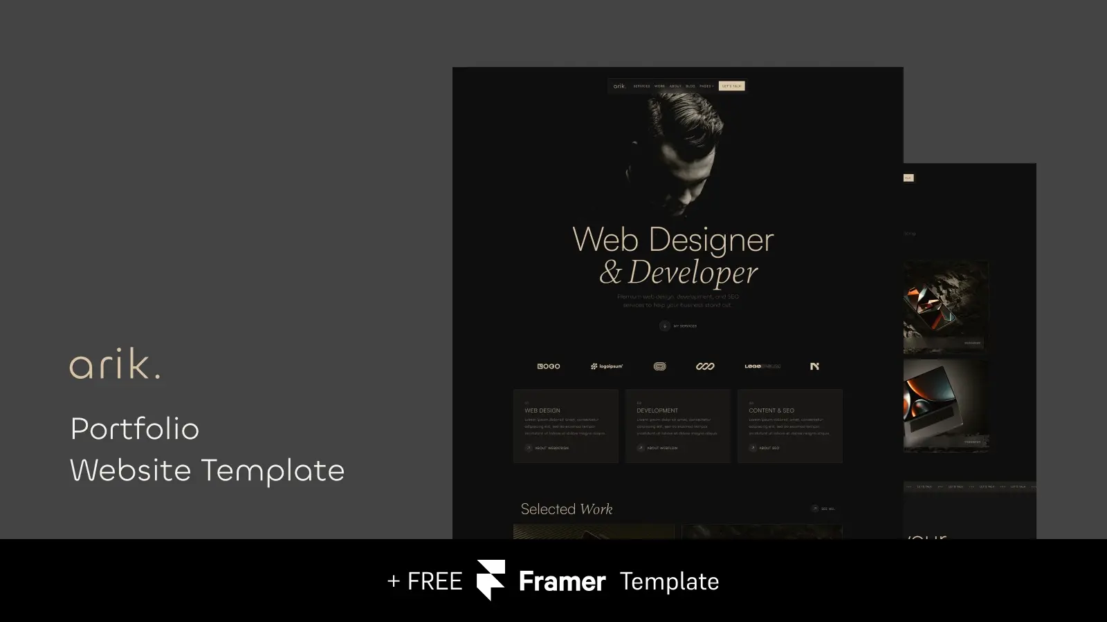 Template Figma website portfolio sombre