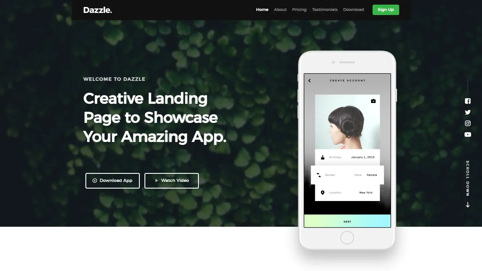 Template landing page HTML dazzle