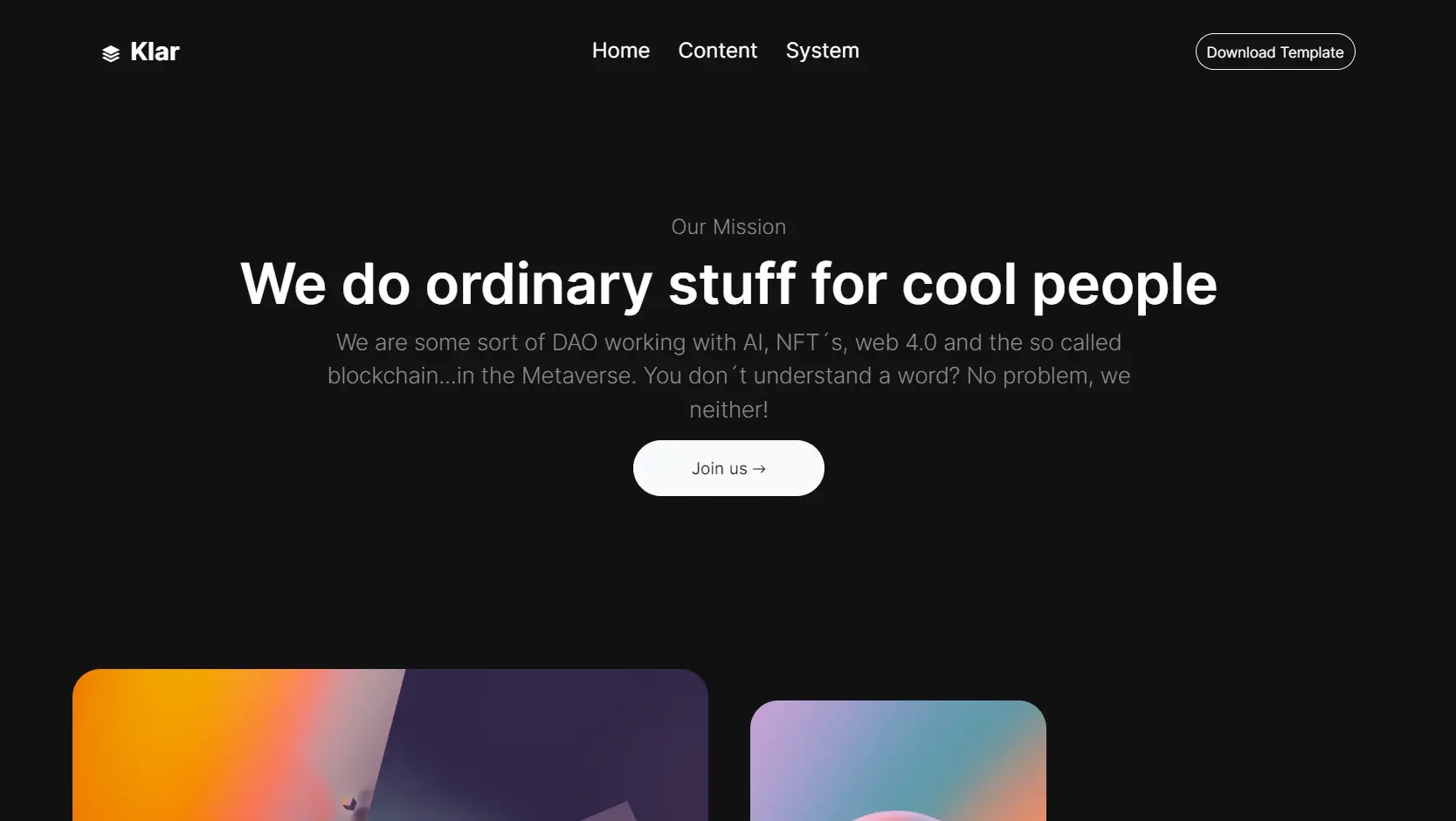Template landing page HTML klar