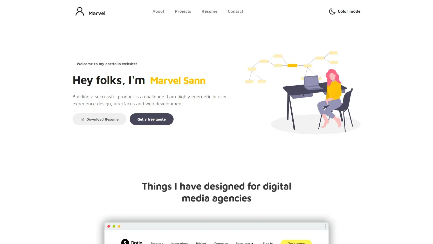 Template landing page HTML marvel