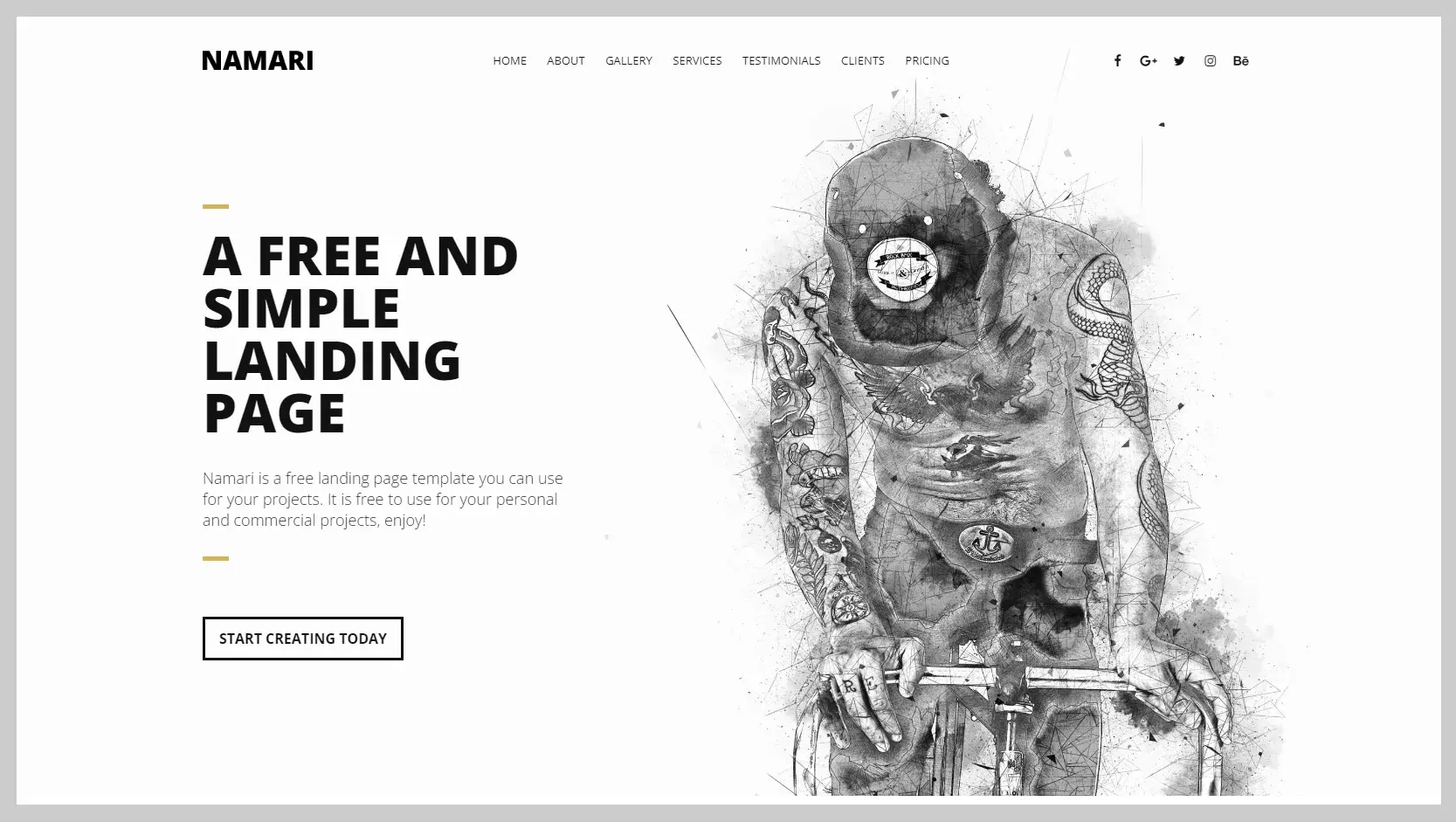 Template landing page HTML namari