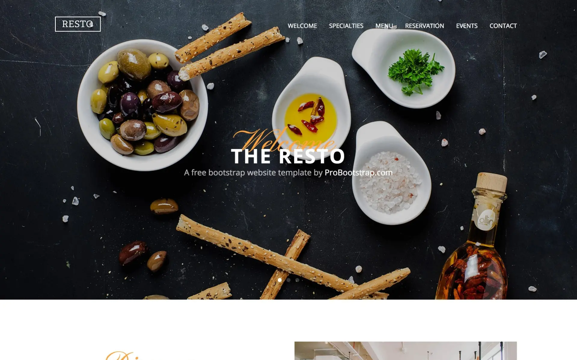 Template landing page HTML resto
