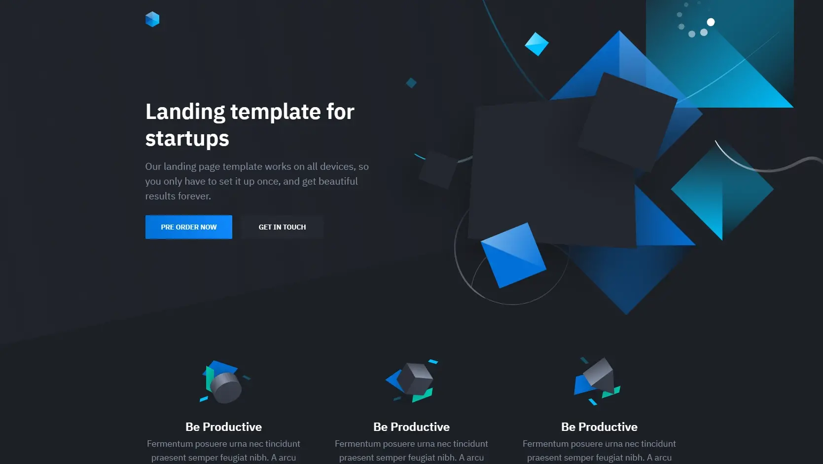Template landing page HTML solid