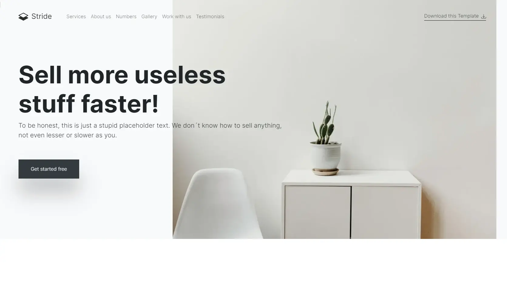 Template landing page HTML stride