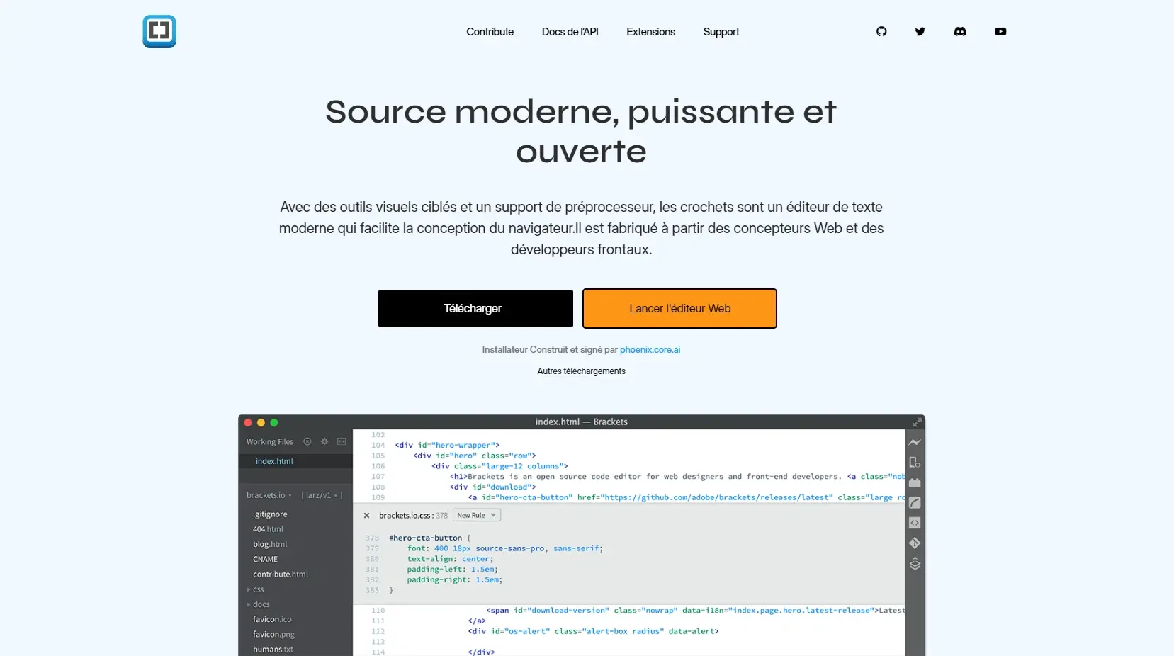 Brackets un editeur de code open source moderne qui comprend et facilite la conception de sites web